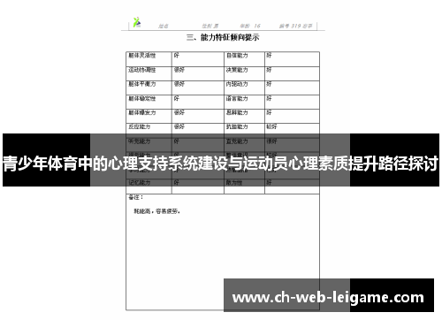 青少年体育中的心理支持系统建设与运动员心理素质提升路径探讨